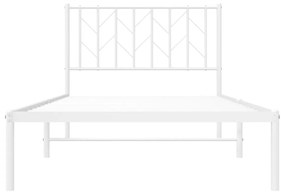Πλαίσιο Κρεβατιού με Κεφαλάρι Λευκό 100x190 εκ. Μεταλλικό