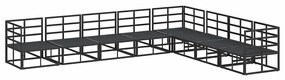 vidaXL Σετ Καναπέ Κήπου με μαξιλάρι 8 pcs Μαύρο Αλουμίνιο