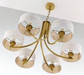 Κρεμαστό Πολύφωτο Arthur Φ78cm Χρυσό με Λευκό Ύφασμα