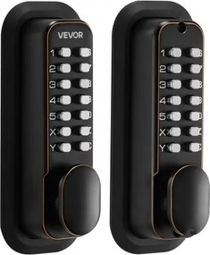 VEVOR Mechanical Keyless Entry Door Lock, 2.0 Code Upgrade, 4-7 Digits Code, Double-Sided Push Button Combination Mechanical Keypad Door Knob, Auto Locking, for Indoor or Outdoor, Oil-Rubbed Bronze