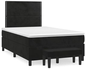 Κρεβάτι Boxspring με Στρώμα Μαύρο 120x190 εκ. Βελούδινο - Μαύρο