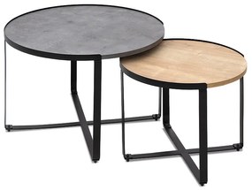 Τραπέζι σαλονιού Davis Megapap 2τμχ. μεταλλικά - μελαμίνης ανθρακί/sonoma 70x69x46εκ.