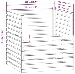 Κομποστοποιητής Μελί Καφέ 100x100x102 εκ από Μασίφ Ξύλο Πεύκου - Καφέ