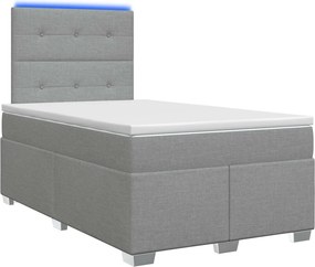 vidaXL Κρεβάτι box spring με στρώμα Ανοιχτό γκρι 120 x 200 cm Ύφασμα