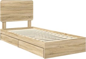 vidaXL Κρεβάτι Αποθήκης Δρύς Sonoma 75 x 190 cm Επεξεργασμένο ξύλο