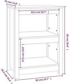 Βιβλιοθήκη Λευκή 50x35x68 εκ. από Μασίφ Ξύλο Πεύκου - Λευκό