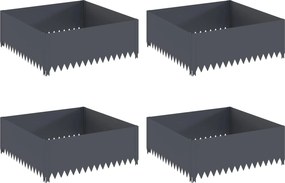 vidaXL Περίγραμμα γκαζόν 4 τμχ. 100 x 100 x 35 cm Ατσάλι Ανθρακί