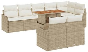 vidaXL Σετ Καναπέ Κήπου με αποθήκευση 9 pcs Μπεζ Πολυ ράταν