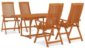 vidaXL Τραπεζαρία Κήπου Σετ 5 Τεμαχίων από Μασίφ Ξύλο Ευκαλύπτου