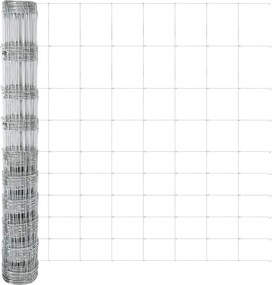 vidaXL Εξωτερική άγρια περίφραξη με στήλες 50 x 1,2 m Ασημί Δίχτυ
