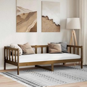 vidaXL Καναπές Κρεβάτι Καφέ Μελί 90 x 200 εκ. από Μασίφ Ξύλο Πεύκου