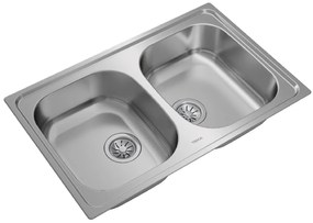 Νεροχύτης Inox TEKA 2 Γούρνες  για Ένθετη Τοποθέτηση 79x50cm UNIVERSE 80 TOTAL 115040008