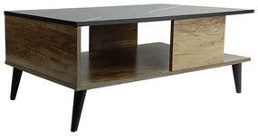 Τραπέζι σαλονιού Moses pakoworld χρώμα μαύρο μαρμάρου-sonoma 90x54x37.5εκ Model: 049-000064