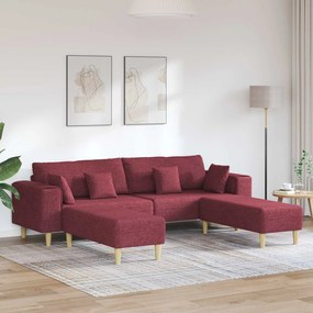 vidaXL Καναπές με μαξιλάρι 3 pcs Κόκκινο ύφασμα