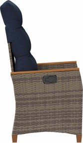 VidaXL Ανακλινόμενη καρέκλα κήπου 2 τμχ. Γκρι και Navy Blue