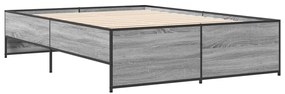 vidaXL Πλαίσιο Κρεβατιού Γκρι Sonoma 120 x 190εκ. Επεξ. Ξύλο & Μέταλλο