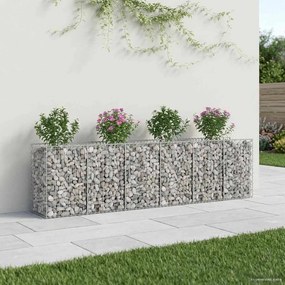 vidaXL Ανασηκωμένο κρεβάτι gabion 2 pcs Ασημί