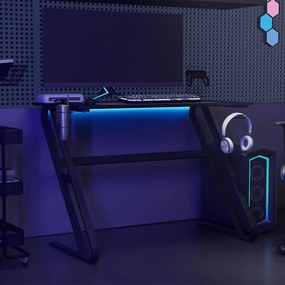 vidaXL Γραφείο Gaming Μαύρο 110 x 60 x 75 εκ. με Πόδια σε Σχήμα ΖΖ