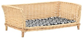 vidaXL Καλάθι Σκύλου με Μαξιλάρι 90x54x35 εκ. από Φυσικό Ξύλο Ιτιάς