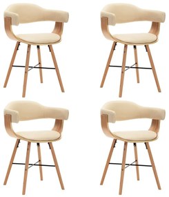 Καρέκλες Τραπεζαρίας 4 τεμ. Κρεμ Συνθετικό Δέρμα/Λυγισμένο Ξύλο - Κρεμ