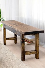Stewehome Ξύλινος Πάγκος Rustic με Φυσική Απόχρωση Καρυδί 100x28x43 cm