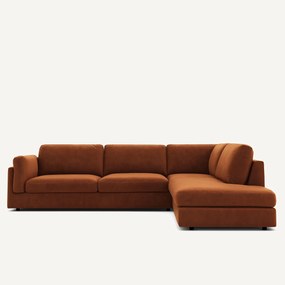 Γωνιακός καναπές με σεζλόνγκ από υφασμα μπουκλέ, César