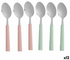 Σετ κουτάλια για επιδόρπιο Kinvara Πράσινο Ροζ Ασημί Ανοξείδωτο ατσάλι Πλαστική ύλη 15,7 cm 9 x 24 x 3 cm Επιδόρπιο (12 Μονάδες)