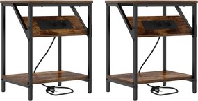vidaXL Κομοδίνο 2 pcs Καπνιστό Δρύς 38 x 30 x 48 εκ.
