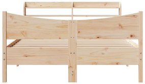 vidaXL Πλαίσιο Κρεβατιού με Κεφαλάρι 140x200 εκ. από Μασίφ Ξύλο Πεύκου