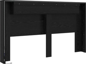 vidaXL Κεφαλάρι Ντουλάπι με LED Μαύρη Δρυς 180 x 16,5 x 103,5 cm