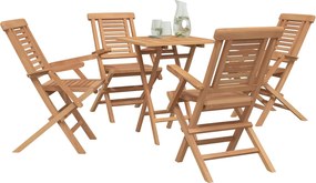 vidaXL Σετ Κήπου 5 τμχ. Καφέ 60 x 60 x 75 cm Συμπαγές ξύλο teak