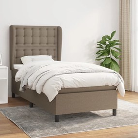 vidaXL Κρεβάτι Boxspring με Στρώμα Taupe 90x200 εκ. Υφασμάτινο