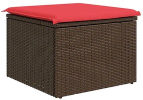 vidaXL Σκαμπό Κήπου με Μαξιλάρι Καφέ 55x55x37 εκ. από Συνθετικό Ρατάν