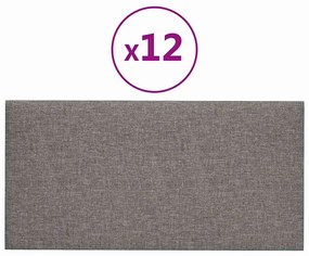 vidaXL Πάνελ Τοίχου 12 τεμ. Ανοιχτό Γκρι 30x15 εκ. 0,54 μ² Υφασμάτινα