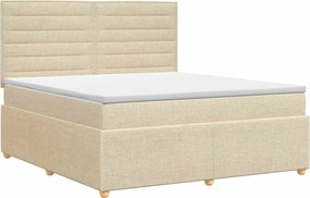 vidaXL Κρεβάτι box spring με στρώμα Κρεμ 140 x 200 cm Ύφασμα