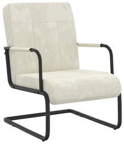 325797 vidaXL Καρέκλα «Πρόβολος» Λευκό Κρεμ Βελούδινη Λευκό, 1 Τεμάχιο