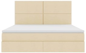 vidaXL LED Κρεβάτι αποθήκευσης με στρώμα Κρέμ 160 x 200 cm Ύφασμα