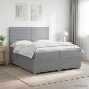vidaXL Κρεβάτι box spring με στρώμα Ανοιχτό γκρι 200 x 200 cm Ύφασμα