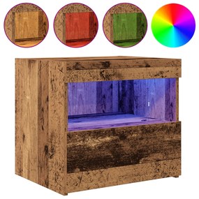 vidaXL κομοδίνο  με LED φώτα παλιού ξύλου 50x40x45 εκ.