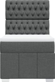 vidaXL Κρεβάτι Boxspring με Στρώμα Σκούρο Γκρι 90x190 εκ. Υφασμάτινο