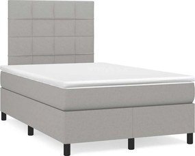 vidaXL Κρεβάτι Boxspring με Στρώμα &amp; LED Αν.Γκρι 120x190εκ. Υφασμάτινο