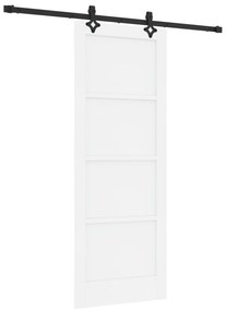 vidaXL Συρόμενη Πόρτα με Σετ Εξαρτημάτων Λευκή 78x202 εκ. Στερεό Ξύλο Πεύκου