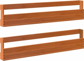 vidaXL Παπουτσοθήκη Επιτοίχια 2 τεμ. Μελί 110x8,5x23,5 εκ. Μασίφ Πεύκο