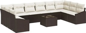 vidaXL Σετ Καναπέ με μαξιλάρι 11 pcs Καφέ συνθετικό ρατάν