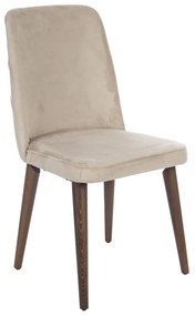 Artekko Lotus Καρέκλα με Ξύλινο Καφέ Σκελετό και Μπεζ Βελούδο (48x60x90)cm