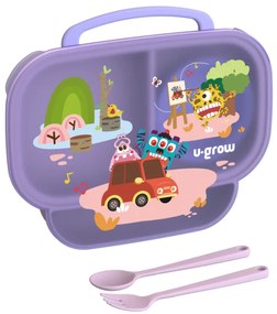 U-Grow A-1420PP Παιδικό Πιάτο Φαγητού με κουτάλι και πιρούνι, μωβ