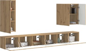 vidaXL Σετ τοίχου για τηλεόραση 6 pcs Artisan Oak