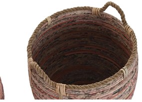 Σετ Καλαθιών DKD Home Decor Ροδάκινο Φυσικό (3 Τεμάχια)