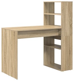 vidaXL Γραφείο με Αποθήκευση Καρυδιά Sonoma 113x54x120 εκ. Κατασκευασμένο Ξύλο