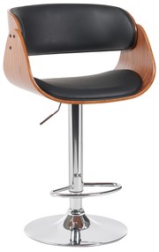 Σκαμπό Bar ArteLibre VORIAN Μαύρο/Καφέ Ξύλο/PU/Αλουμίνιο 52x55x87-108cm